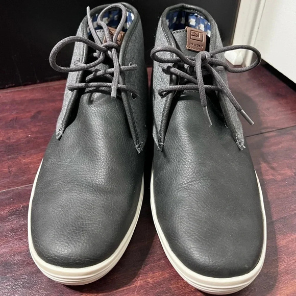Ben Sherman Chukka Boots Grey high top shoes Sz 9 Canvas & Pebble Leather NWOT - Picture 3 of 8